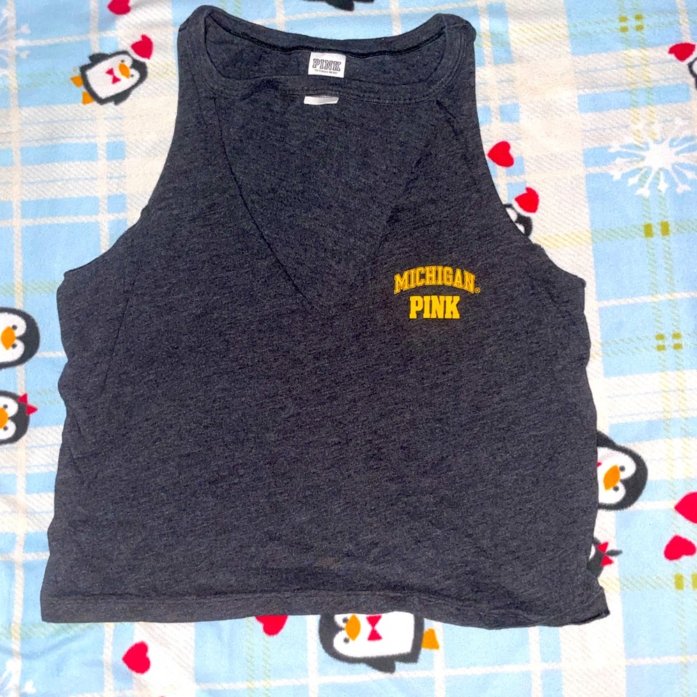 PINK dark grey crop top tank
